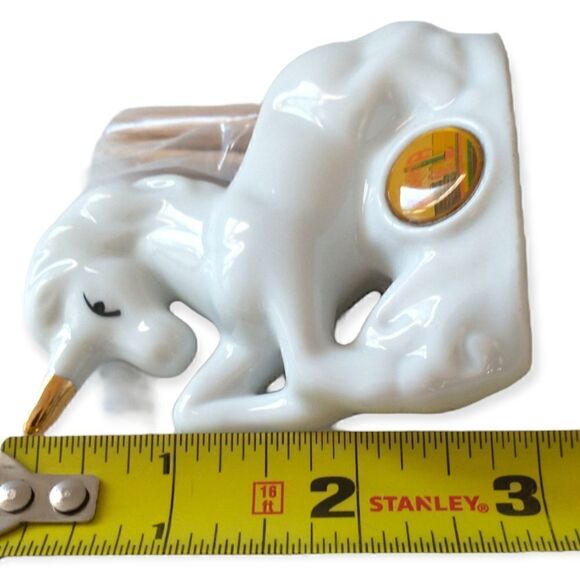Vtg Atlanta GA Unicorn Toothpick Holder State Souvenir Ceramic Horse White Gold. - Picture 2 of 16